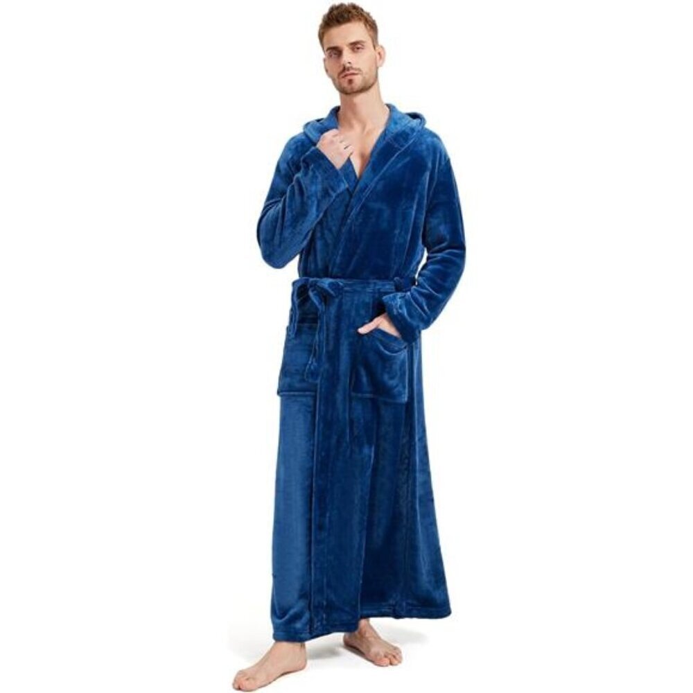 Plush Hooded Robe for Men Big & Tall Warm Loungewear